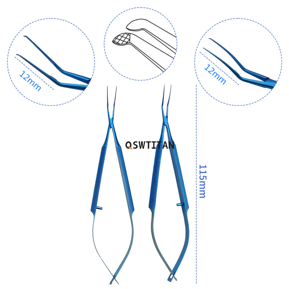 Ophthalmic Instruments Titanium Haff Capsulorhexis Forceps 11.5cm Capsulorhexis Forceps Curved Angle Incision 1.8