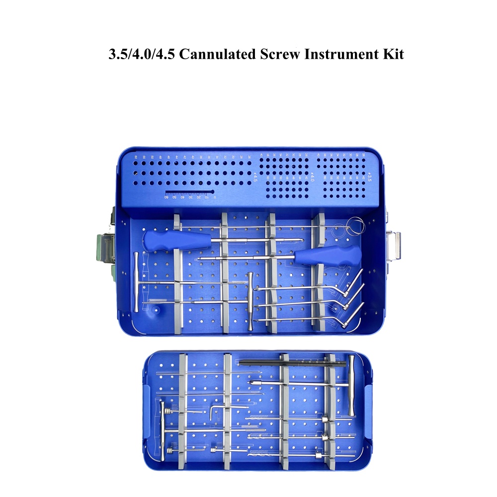 1set Cannulated Screw Instrument Set 3.5mm 4.0mm 4.5mm Aluminium Sterilization Container Orthopedic Surgical Instrument