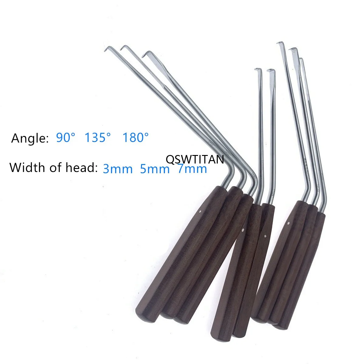 Nerve Root Hook Retractor Stainless Steel Nerve Pull Hook with Wooden Handle Brain Bone Retractor