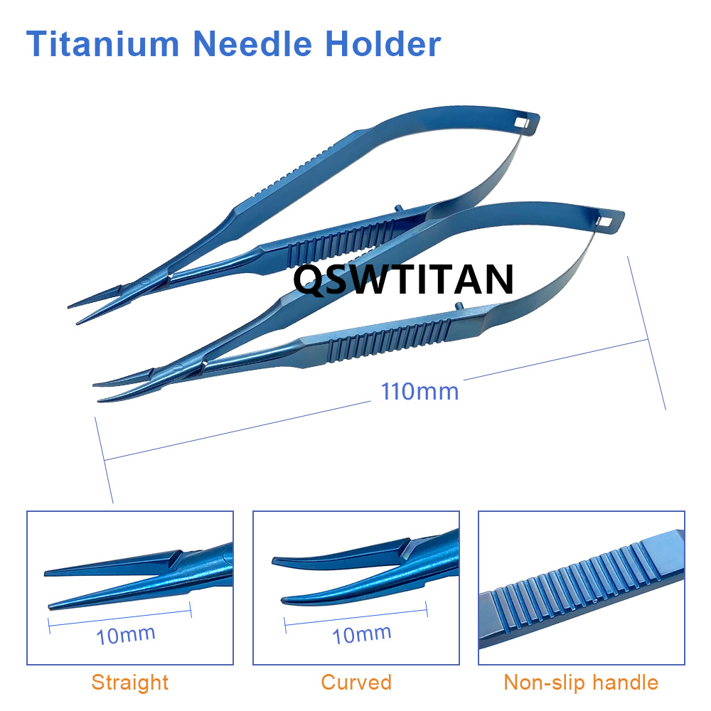 Autoclaveable Needle Holder Needle Holding Forceps Ophthalmic Instrument Straight Curved Titanium/Stainless Steel
