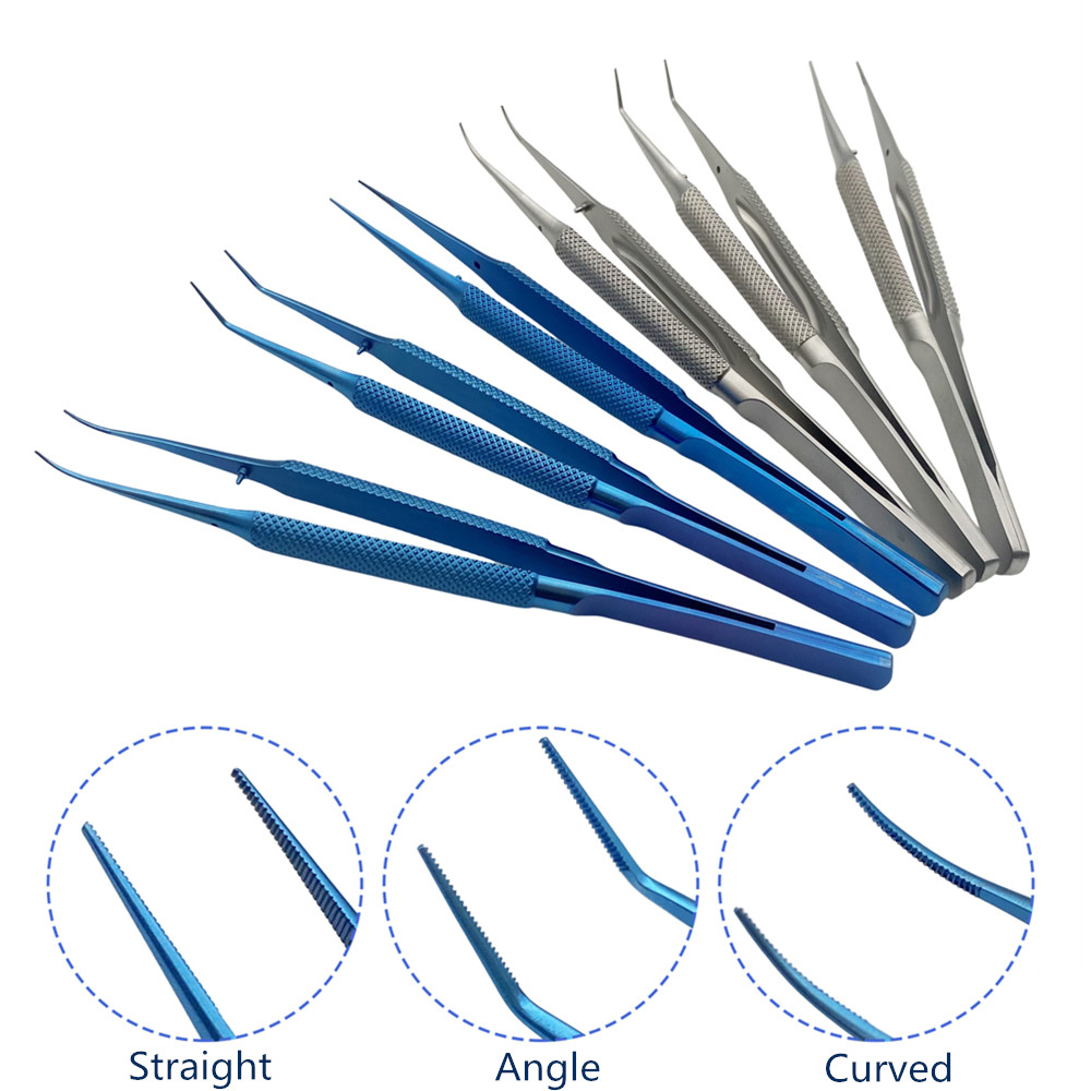 QSWTITAN Iris Conjunctiva Forceps Double Eyelid Tool Tweezers Ophthalmic Instrument Titanium/Stainless Steel