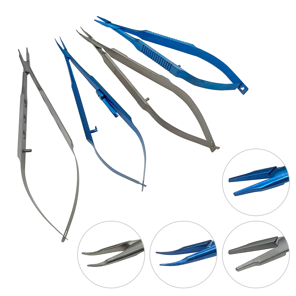 Ophthalmic Needle Holder Castroviejo Holding Pliers With Lock Titanium Ophthalmic Instrument Straight Curved Stainless Steel