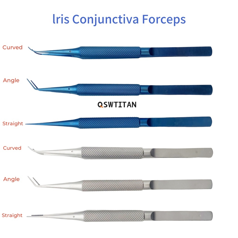 QSWTITAN Iris Conjunctiva Forceps Double Eyelid Tool Tweezers Ophthalmic Instrument Titanium/Stainless Steel