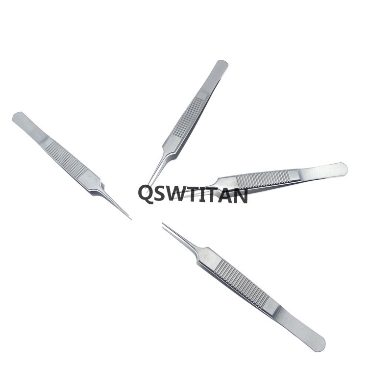 Stainless Steel FUE Hair Transplant Forceps Hair Implanting Tweezers Clamp Ophthalmic Tweezers Straight Platform Tooth