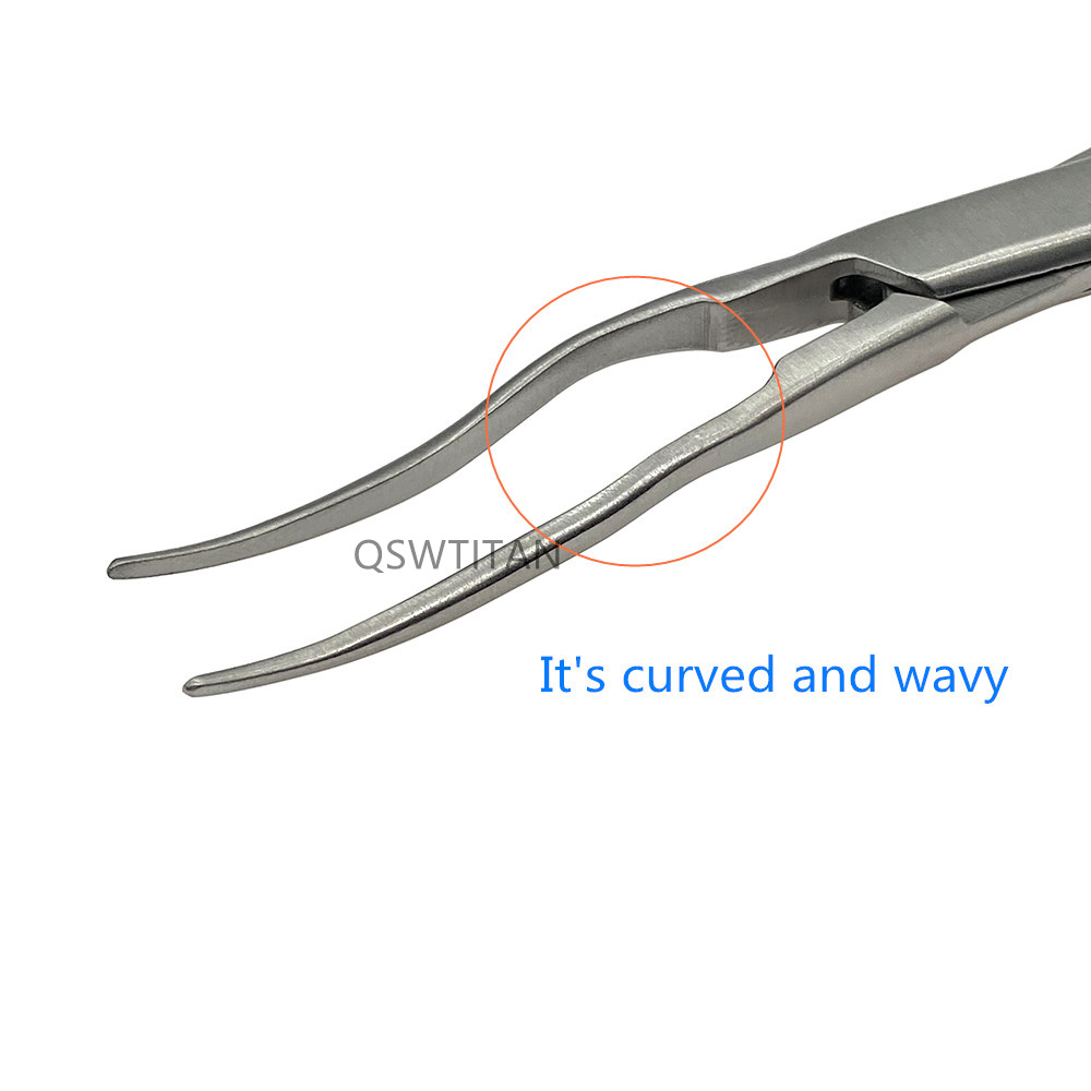 Stainless Steel 16cm Needle Holder Fine Tip Curved Locking Clamps, Hemostatic Forceps Arterial Forceps Medical Tools