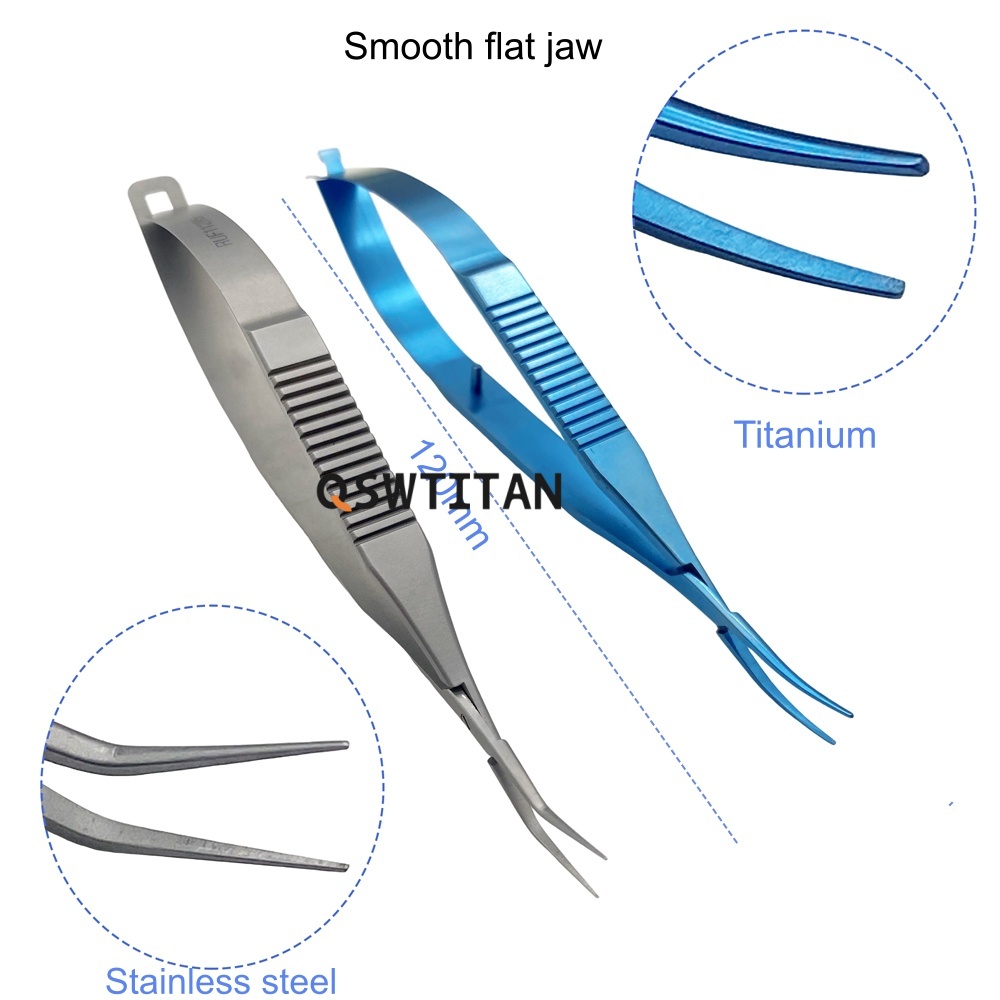 Intraocular Lens Holding Tweezers Flat Handle Duckbill Lens Forceps Implantation Autoclavable Ophthalmic Microinstrument