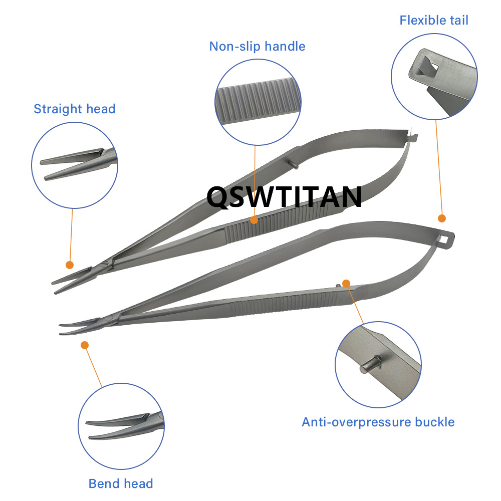 Autoclaveable Needle Holder Needle Holding Forceps Ophthalmic Instrument Straight Curved Titanium/Stainless Steel