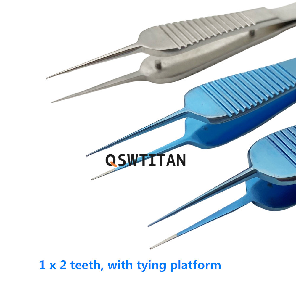 Titanium Eye Castroviejo Suturing Forceps Ophthalmic Tweezers 1*2 Teeth Eyelid Ophthalmic Instrument