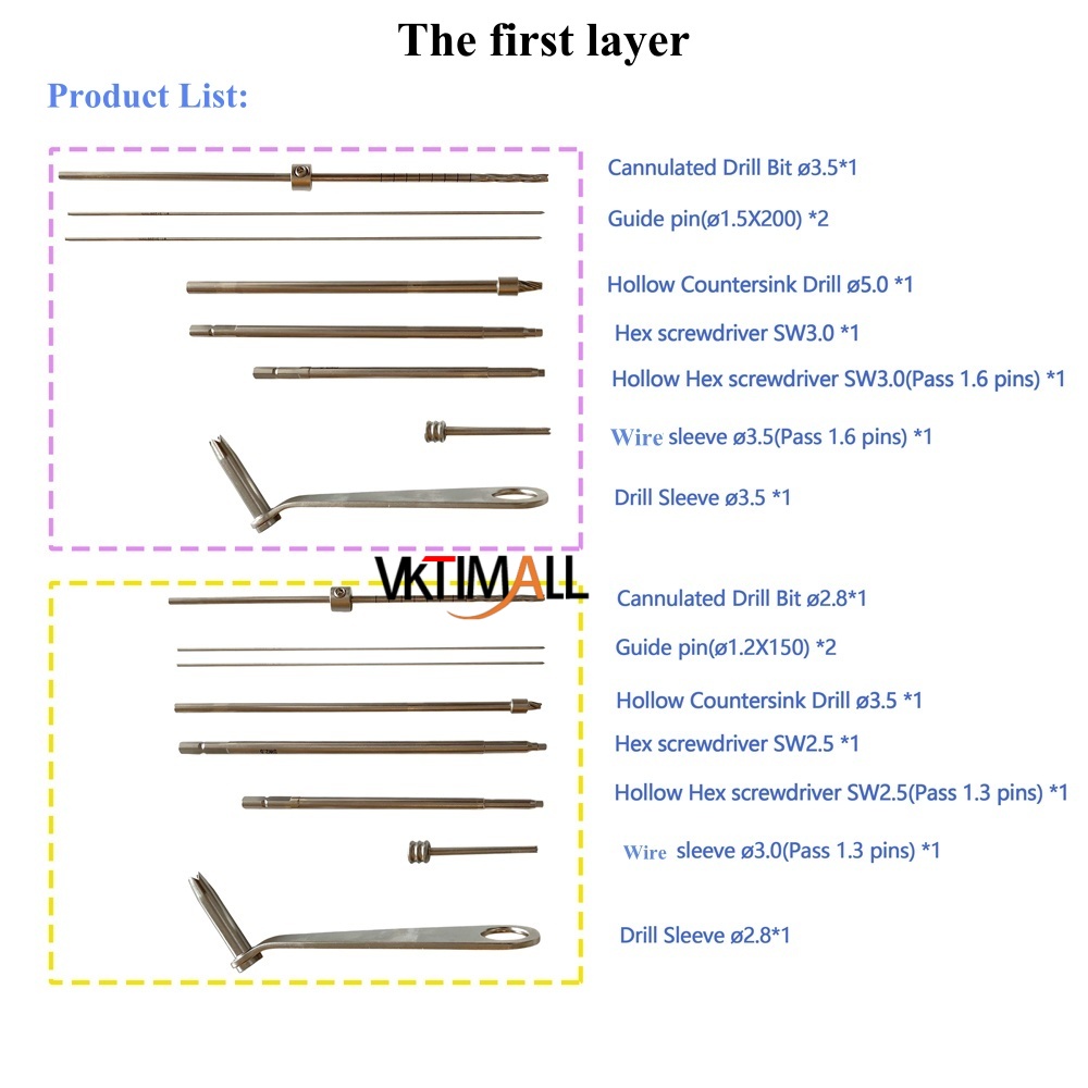 Veterinary Cannulated Headless Compression Screw Instrument Set 3.0/3.5/4.0/5.0mm Orthopedic Surgical Instrument Kit