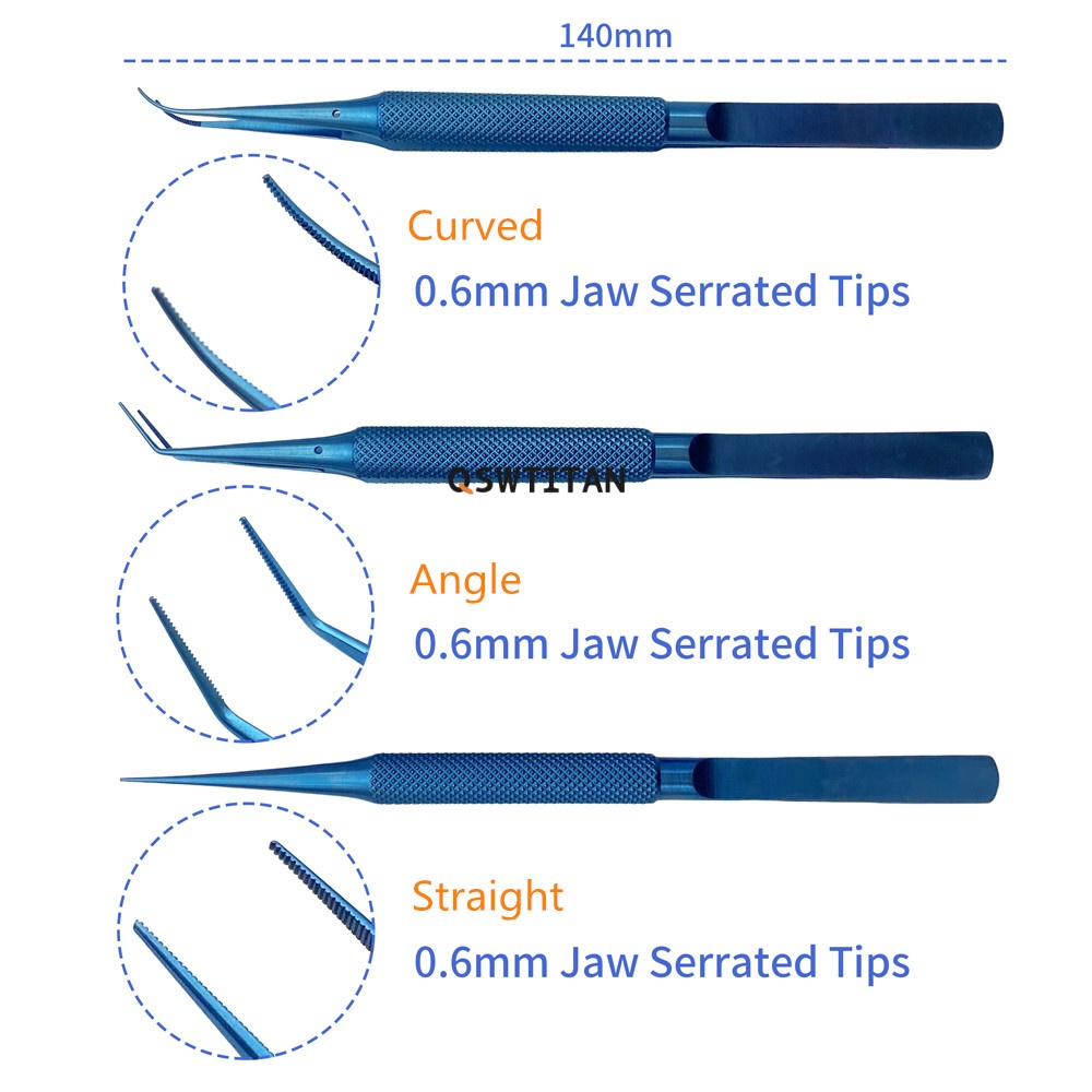 QSWTITAN Iris Conjunctiva Forceps Double Eyelid Tool Tweezers Ophthalmic Instrument Titanium/Stainless Steel