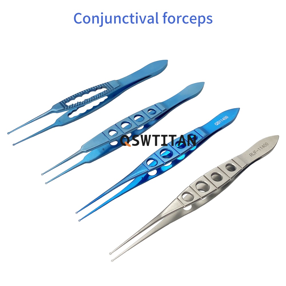QSWTITAN Fechtner Conjunctiva Forceps Titanium Alloy Forceps Tweezers With Ring Tips Ophthalmic Eye Instrument