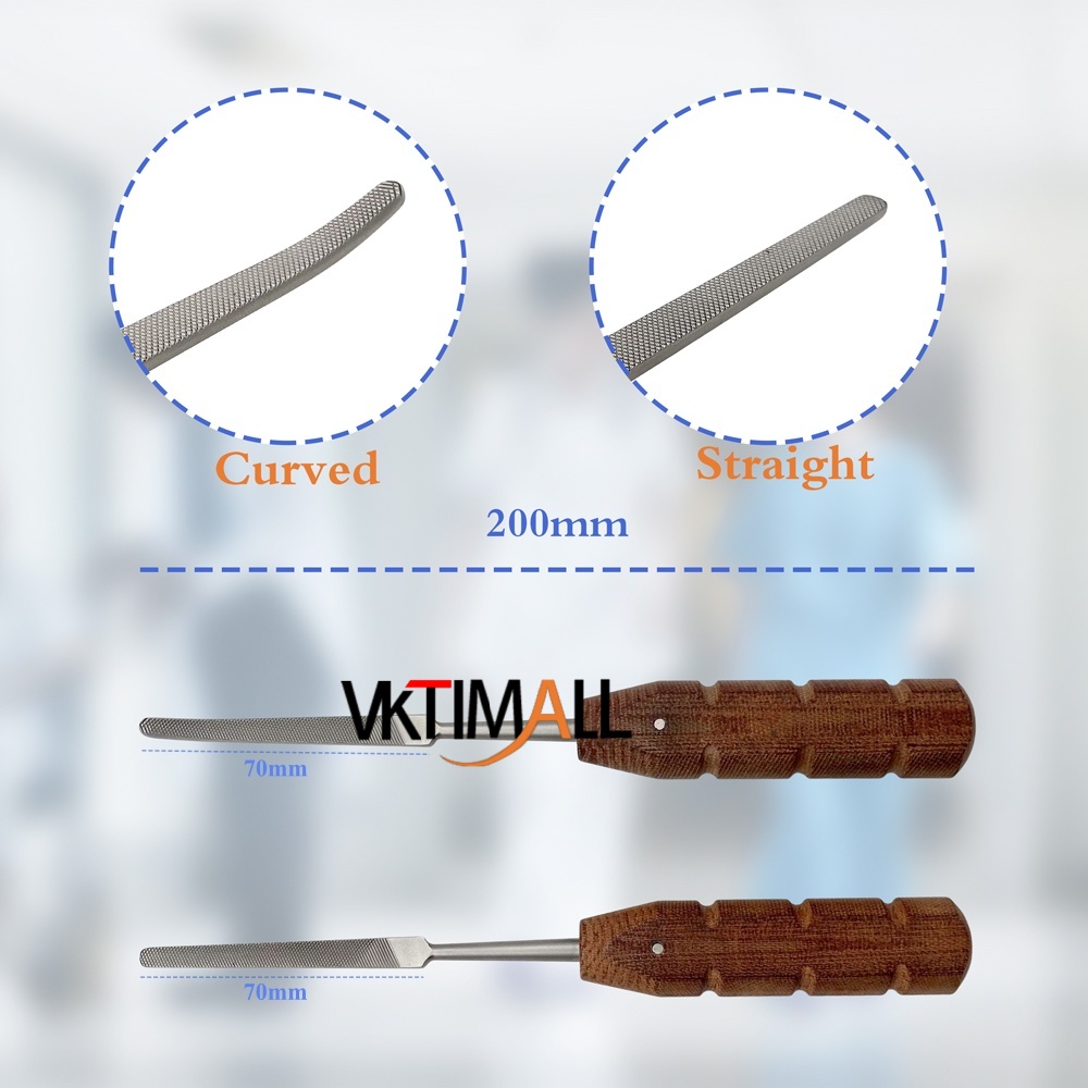 1pc Manual Orthopedic Bone File Stainless Steel Fiber Handle Cross Hatch Surgical Instrument