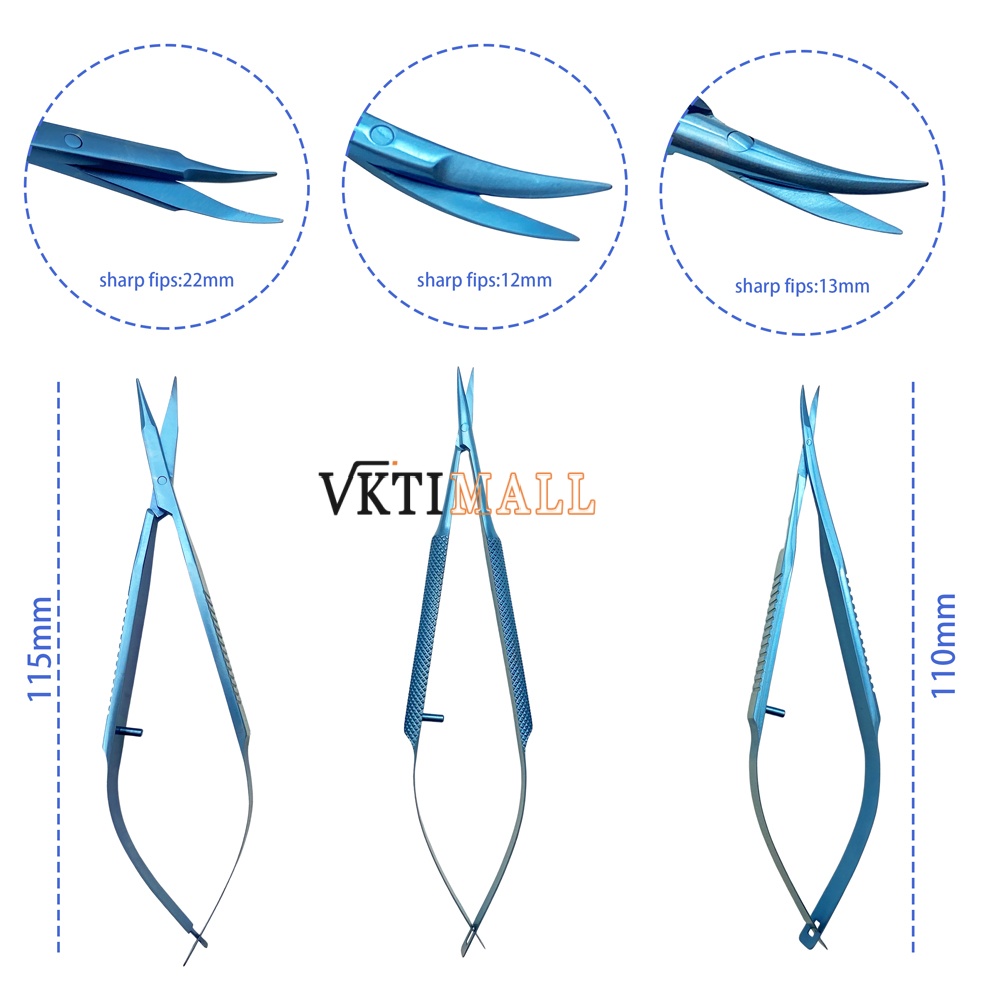 Stainless Steel Titanium Conjunctival Scissors Capsulotomy Vannas Eye Scissors Ophthalmic Eye Surgical Instrument