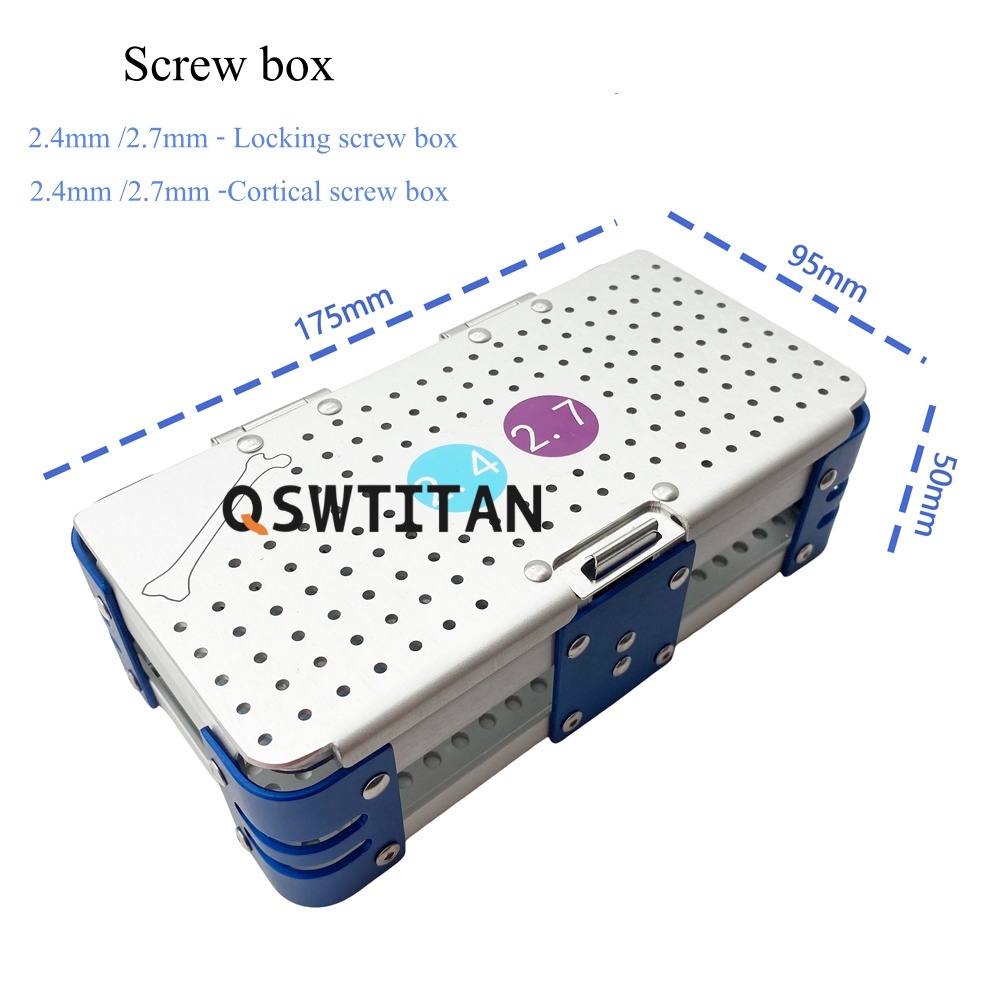 QSWTITAN Orthopedic Veterinary Kit 2.4/2.7 Locking Screw Orthopedic Instrument Set Multi-axial Locking Plates Screw Box