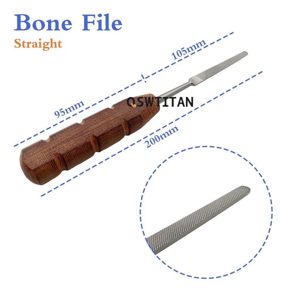 VKTIMALL Bone Rasp Bone File Wooden Handle Orthopedic Surgery Instrument Stainless Steel Pet
