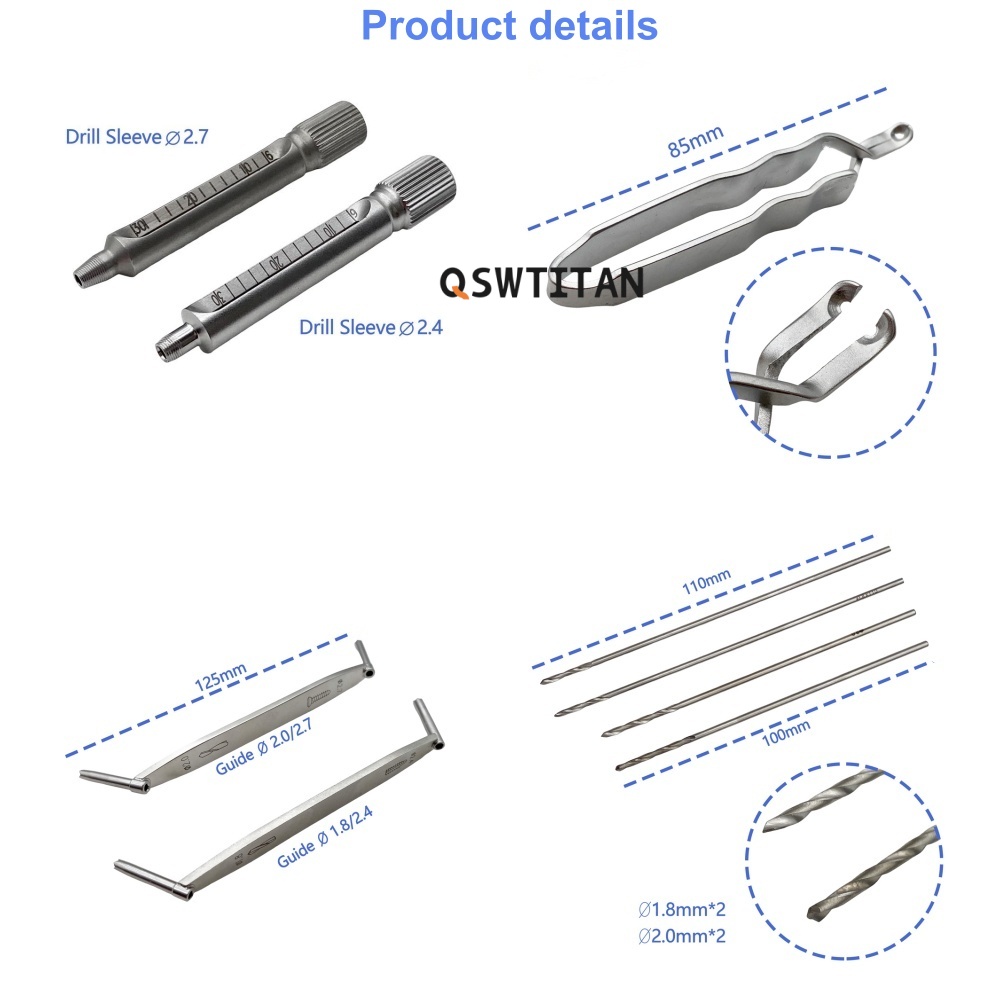 QSWTITAN Orthopedic Veterinary Kit 2.4/2.7 Locking Screw Orthopedic Instrument Set Multi-axial Locking Plates Screw Box