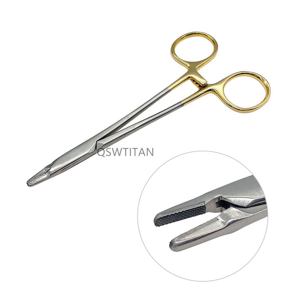 1PC Needle Holder Plier Reusable Hemostatic Forceps Gold Plated Handle Orthodontic Forceps Ophthalmic Dental Instrument