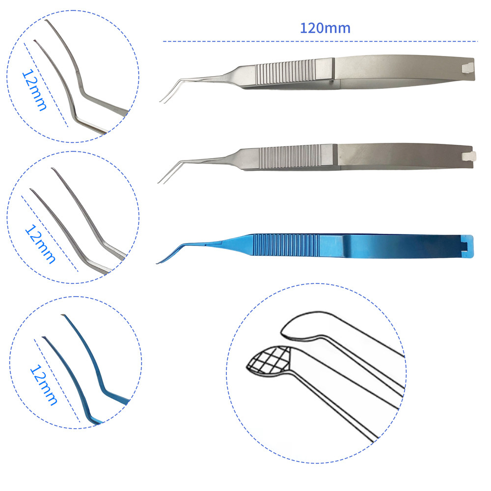 Ophthalmic Instruments Titanium Haff Capsulorhexis Forceps 11.5cm Capsulorhexis Forceps Curved Angle Incision 1.8