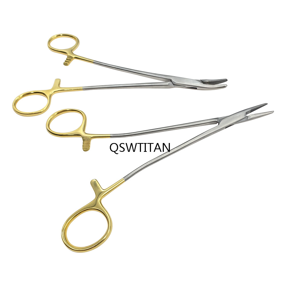 Dental Needle Holder Pliers 18cm Medical Dentistry Surgical Instruments Orthodontic Forcep Stainless Steel Gold Plated Handle