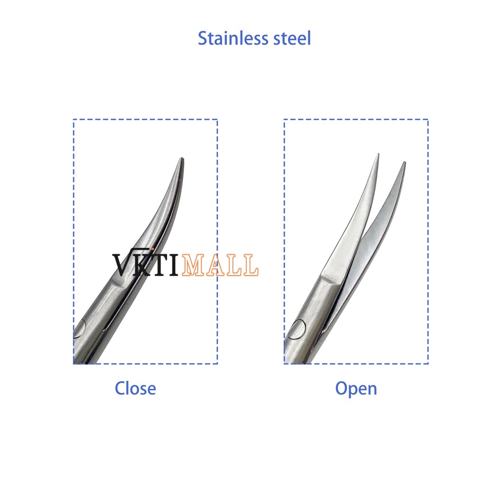 Ophthalmic Castroviejo Corneal Scissors Curved Blunt Tip Ophthalmic Surgical Instruments Flat/Round Handle