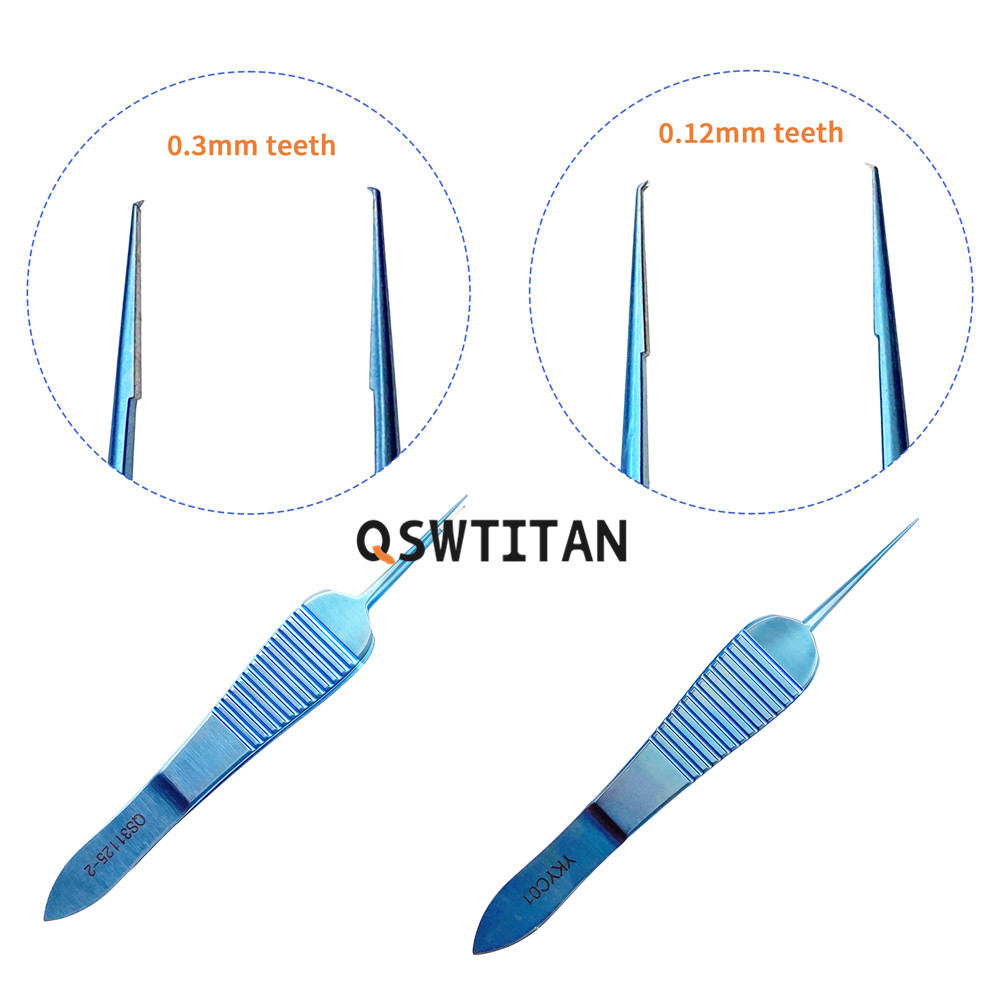 Titanium Eye Castroviejo Suturing Forceps Ophthalmic Tweezers 1*2 Teeth Eyelid Ophthalmic Instrument
