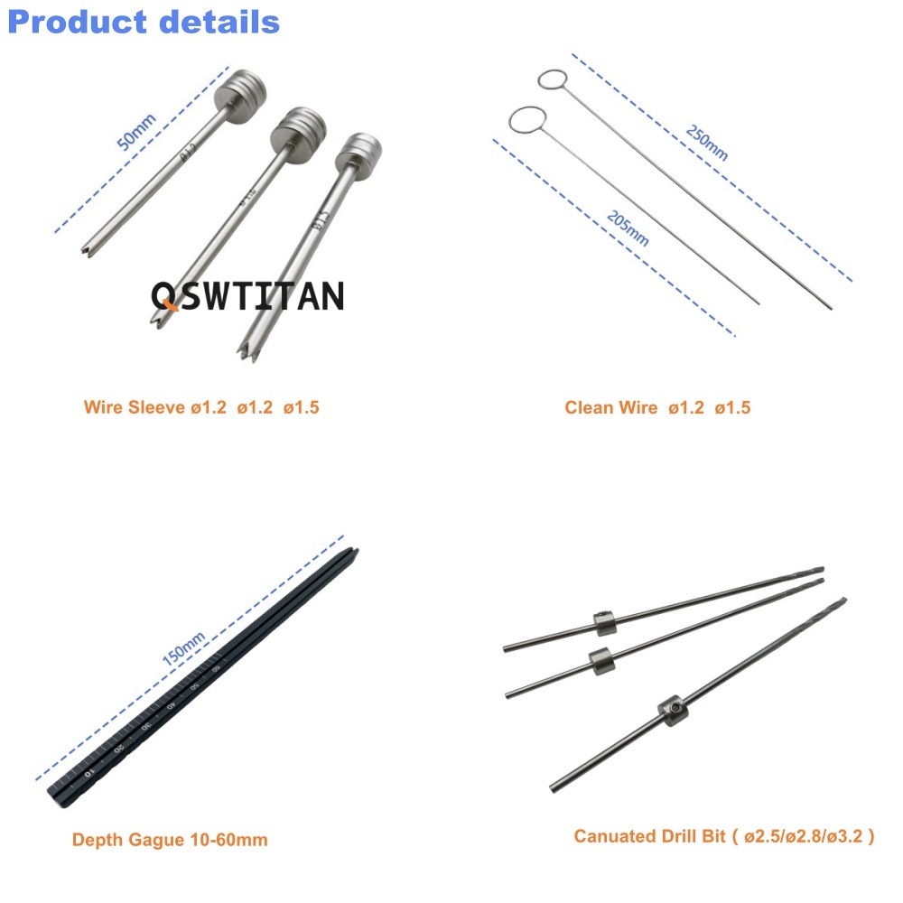VKTIMALL Cannulated Screw Instrument Set Stainless Steel Orthopedic Surgical Instrument 3.5mm-4.5mm
