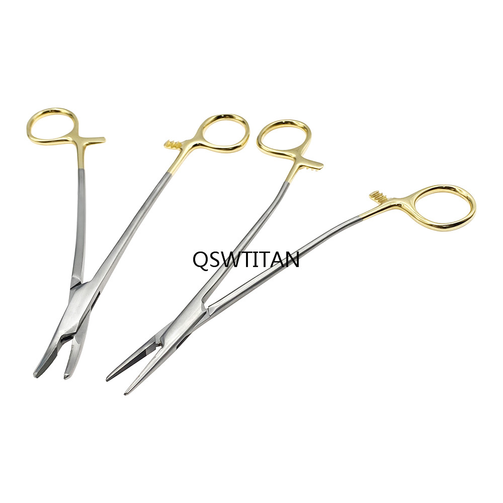 Dental Needle Holder Pliers 18cm Medical Dentistry Surgical Instruments Orthodontic Forcep Stainless Steel Gold Plated Handle