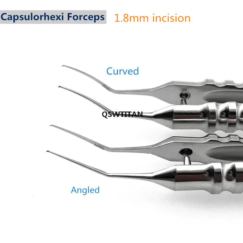 Titanium Capsulorhexis Forceps Tweezers With Cross Action Handle Ophthalmic Surgical Forceps Angle/Curved