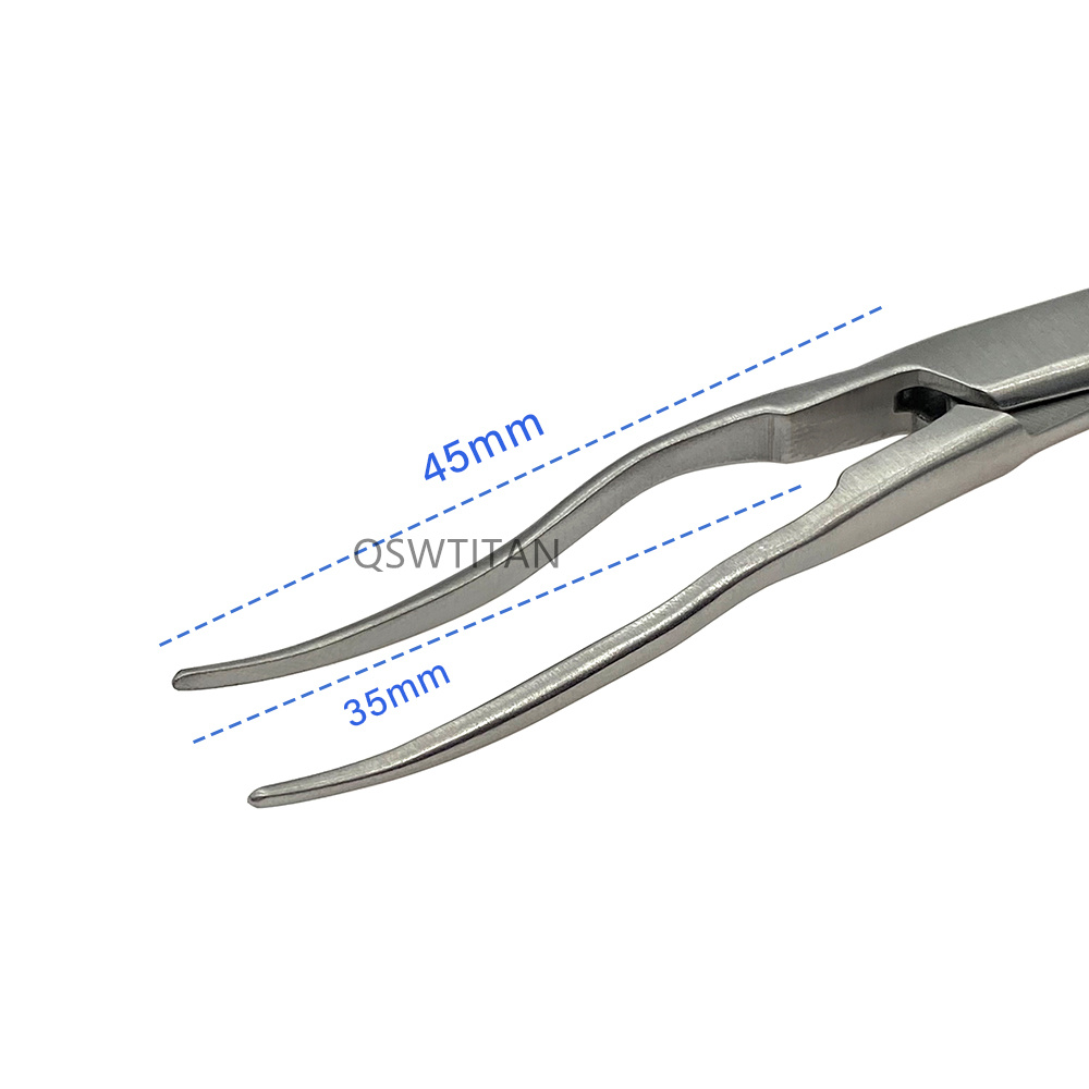 Stainless Steel 16cm Needle Holder Fine Tip Curved Locking Clamps, Hemostatic Forceps Arterial Forceps Medical Tools