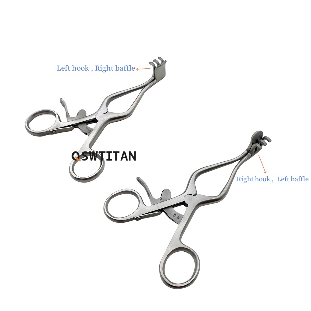 QSWTITTAN Retractor Self-Retaining with Baffle 2claws 3claws Veterinary Pet Clinic Surgical Instruments Autoclaveable