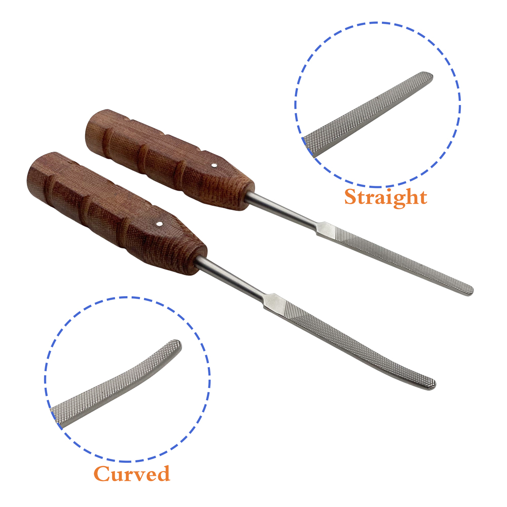 1pc Manual Orthopedic Bone File Stainless Steel Fiber Handle Cross Hatch Surgical Instrument