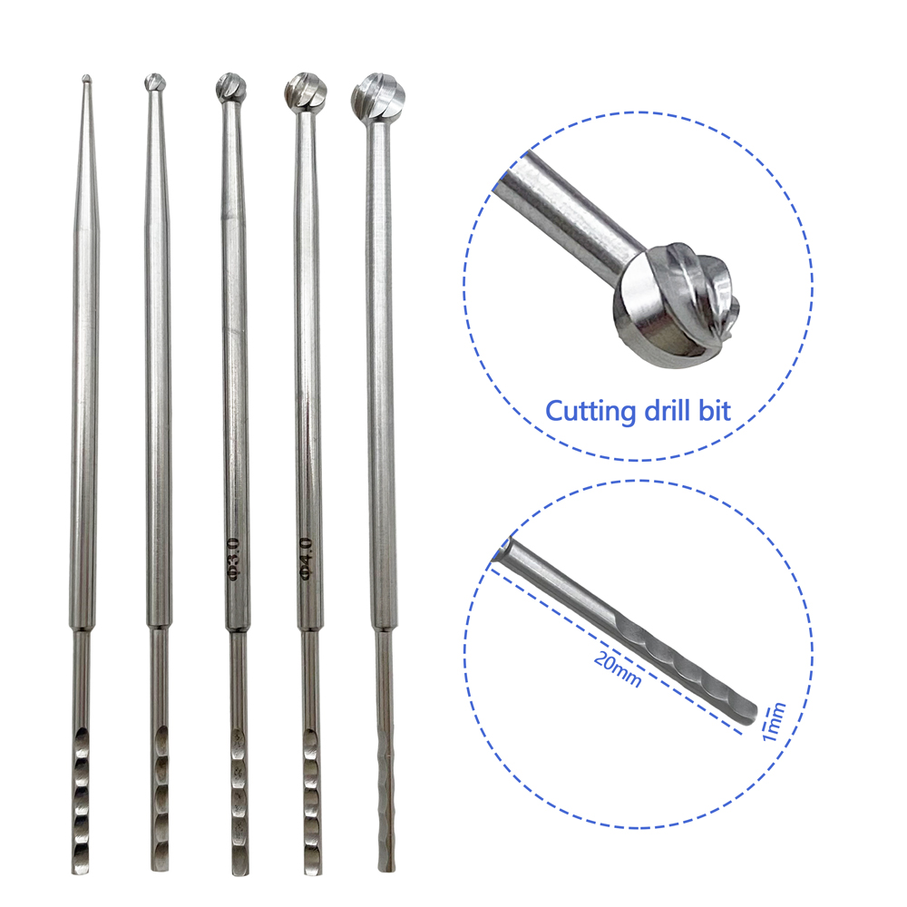 Stainless Steel High Speed Bur Spinal Bur Tungsten Carbide Round Tip Burs Orthopedic Surgical Instruments
