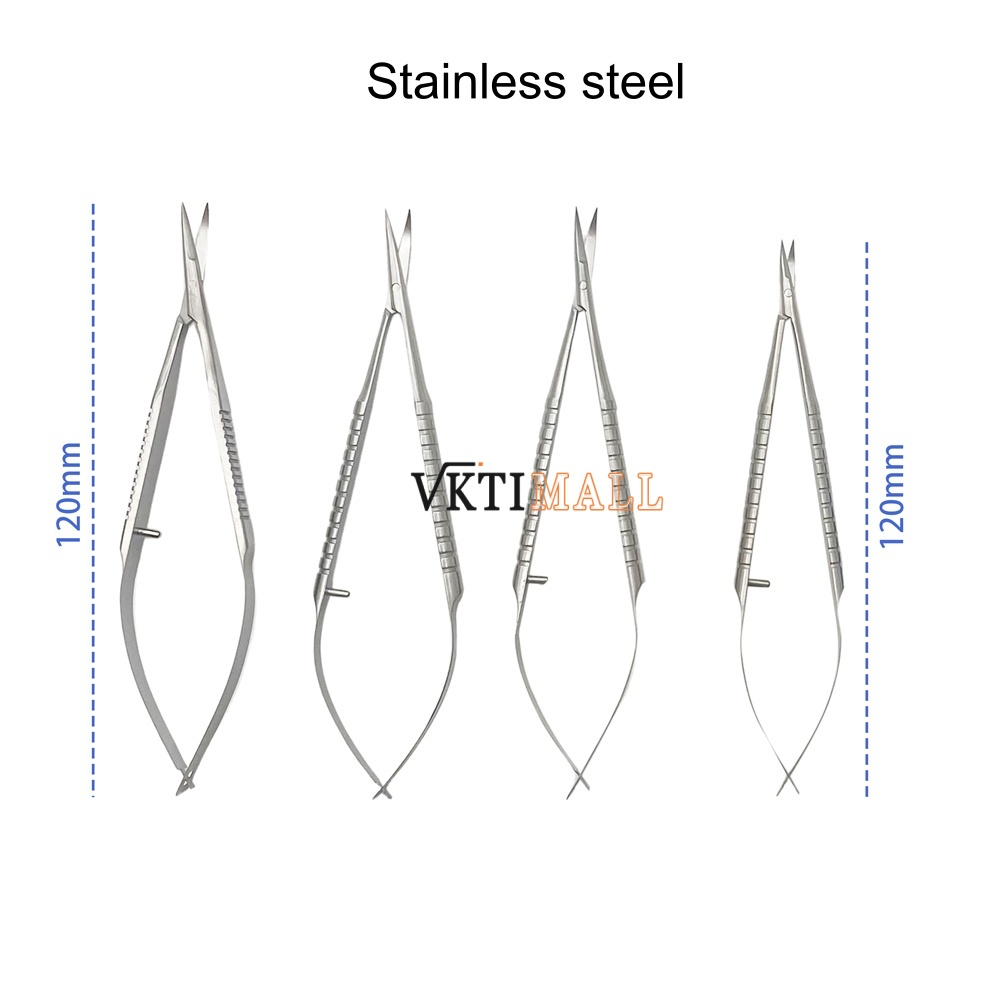Ophthalmic Castroviejo Corneal Scissors Curved Blunt Tip Ophthalmic Surgical Instruments Flat/Round Handle