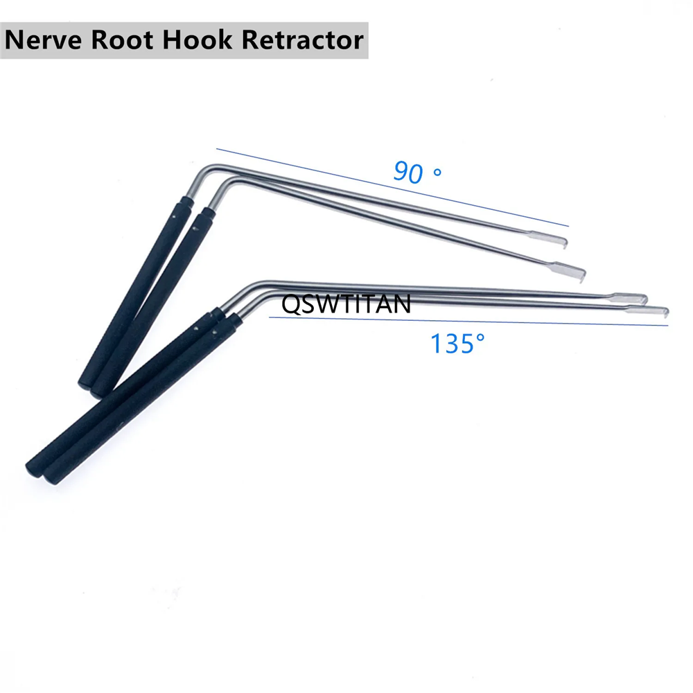 Orthopedic Nerve Retractor Nerve Root Hook Retractor 90 135 Degree Black Metal Handle Brain Hook Surgical Instrument