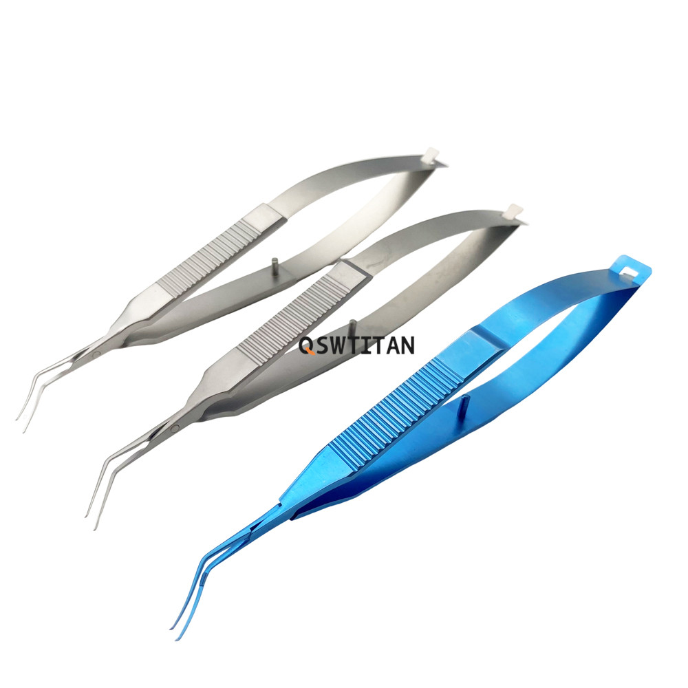Ophthalmic Instruments Titanium Haff Capsulorhexis Forceps 11.5cm Capsulorhexis Forceps Curved Angle Incision 1.8