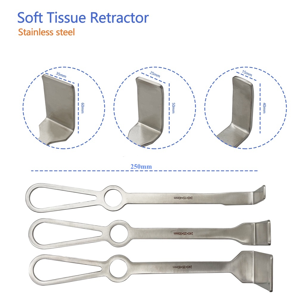 3Pcs Set Stainless Steel Flat Hook Bone Retractor Orthopedic Retractors Pet Veterinary Surgical Instruments