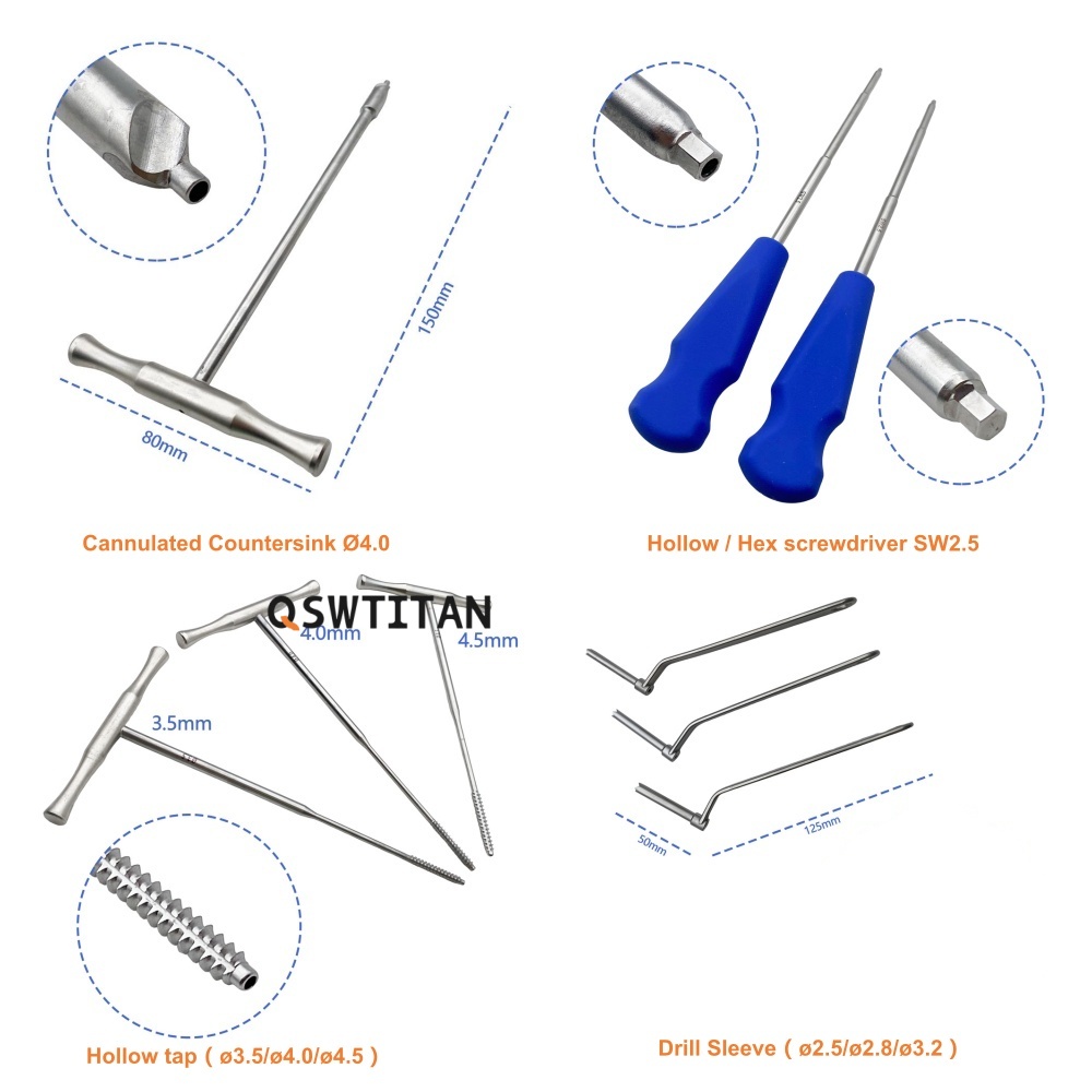 VKTIMALL Cannulated Screw Instrument Set Stainless Steel Orthopedic Surgical Instrument 3.5mm-4.5mm
