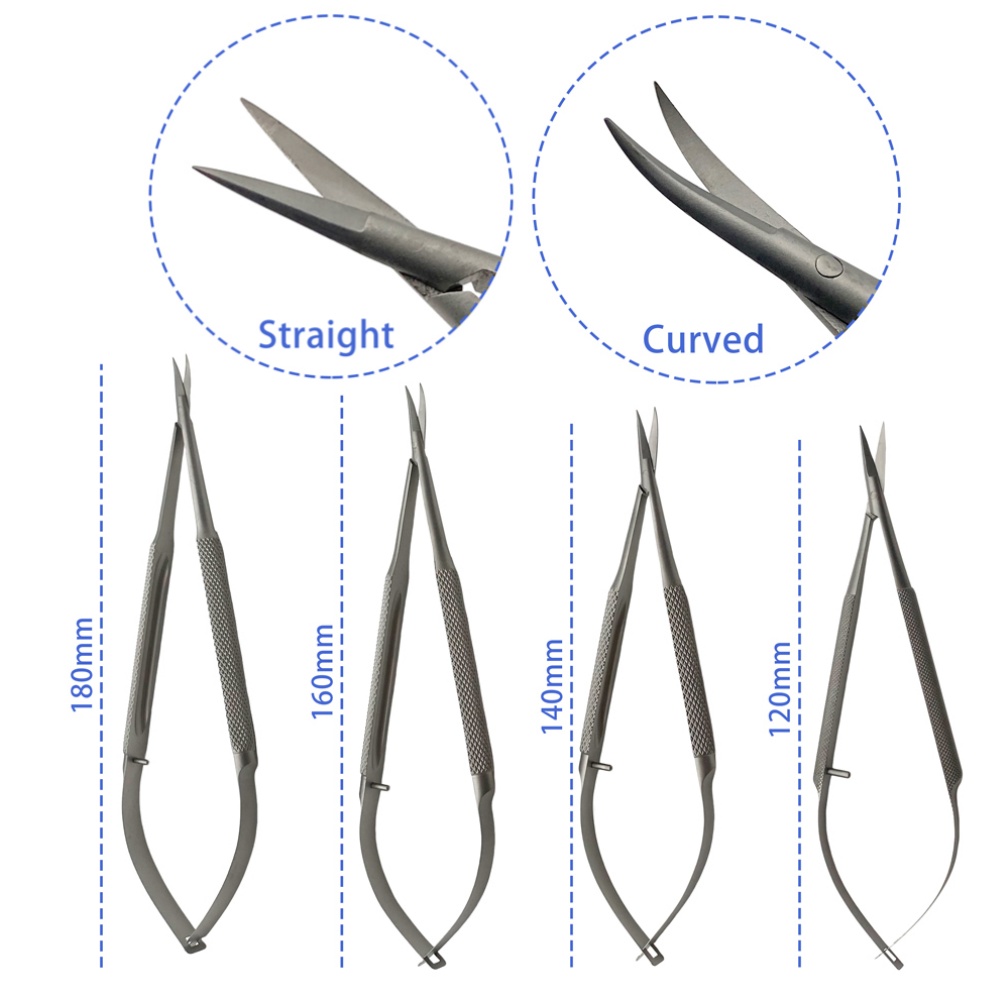 Curved/Straight Head Micro Castroviejo Cornea Scissors Stainless Steel Instrument Ophthalmic Scissors