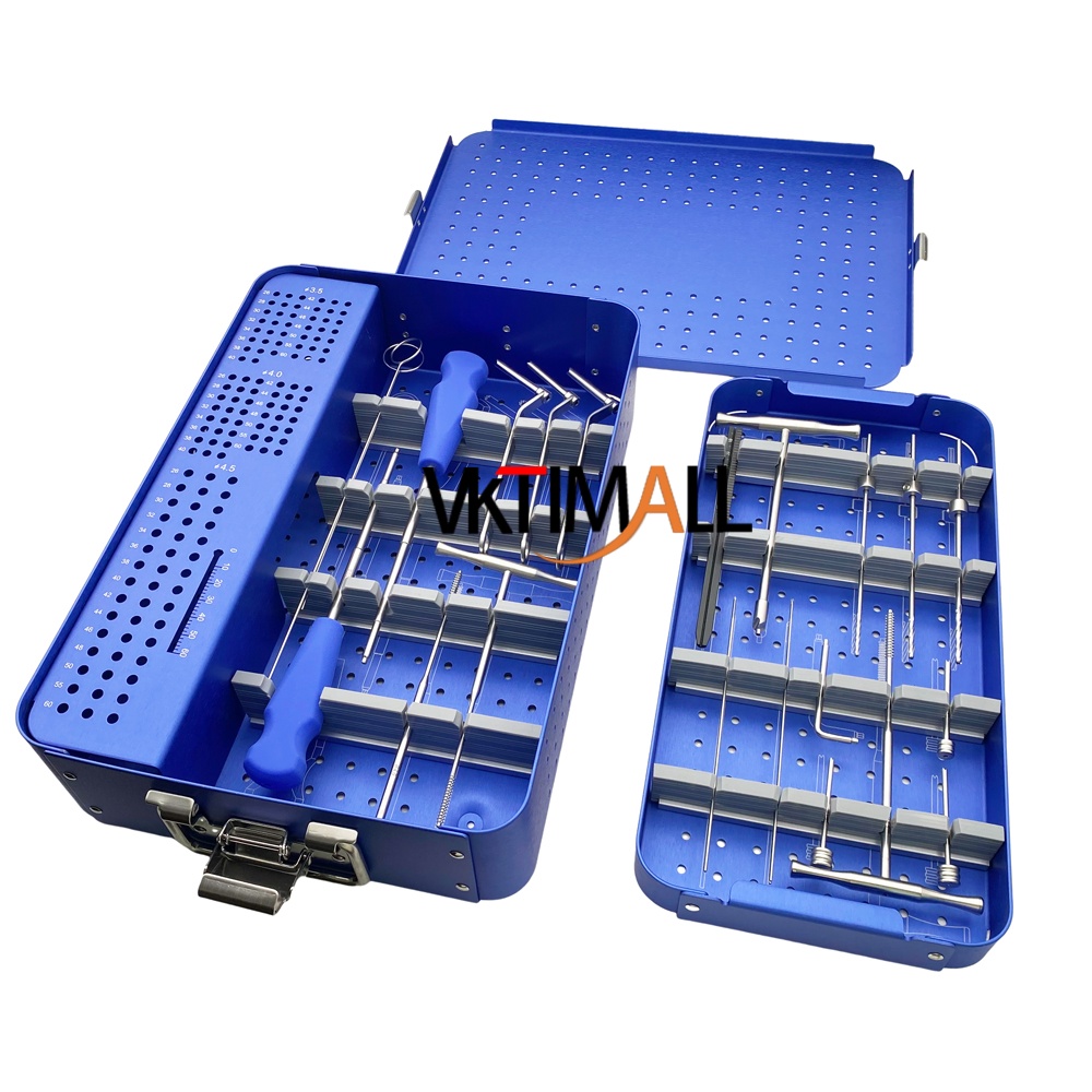 1set Cannulated Screw Instrument Set 3.5mm 4.0mm 4.5mm Aluminium Sterilization Container Orthopedic Surgical Instrument