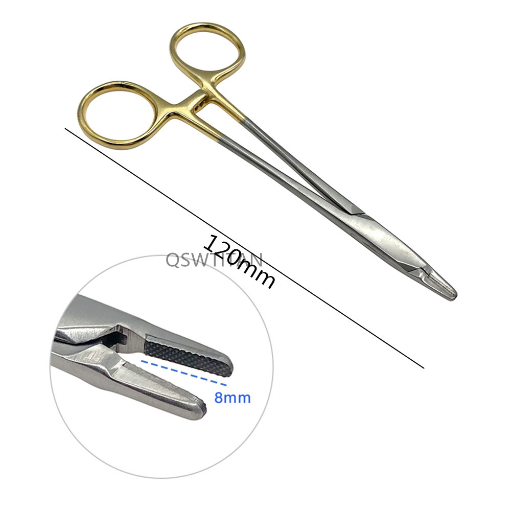 1PC Needle Holder Plier Reusable Hemostatic Forceps Gold Plated Handle Orthodontic Forceps Ophthalmic Dental Instrument
