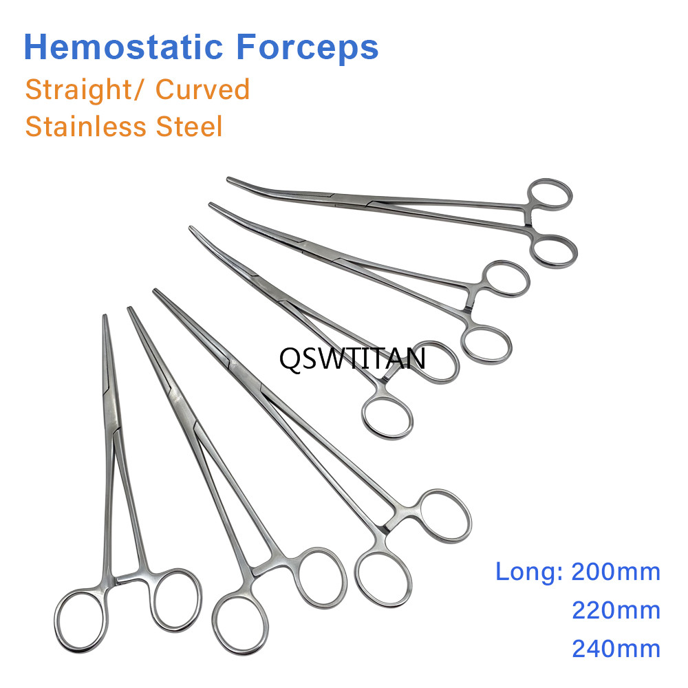 1PC Stainless Steel Curved Tip and Straight Tip Forceps Locking Clamps Hemostatic Forceps Arterial Forceps Clamp