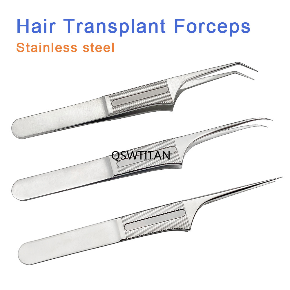 Hair Transplant Straight Angle Tweezers Fue Hair Transplant Tweezer Stainless Steel Forceps Surgery Instruments
