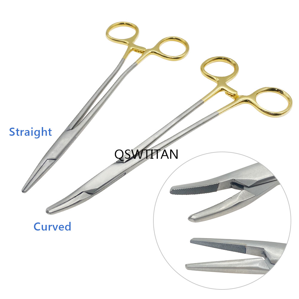 Dental Needle Holder Pliers 18cm Medical Dentistry Surgical Instruments Orthodontic Forcep Stainless Steel Gold Plated Handle