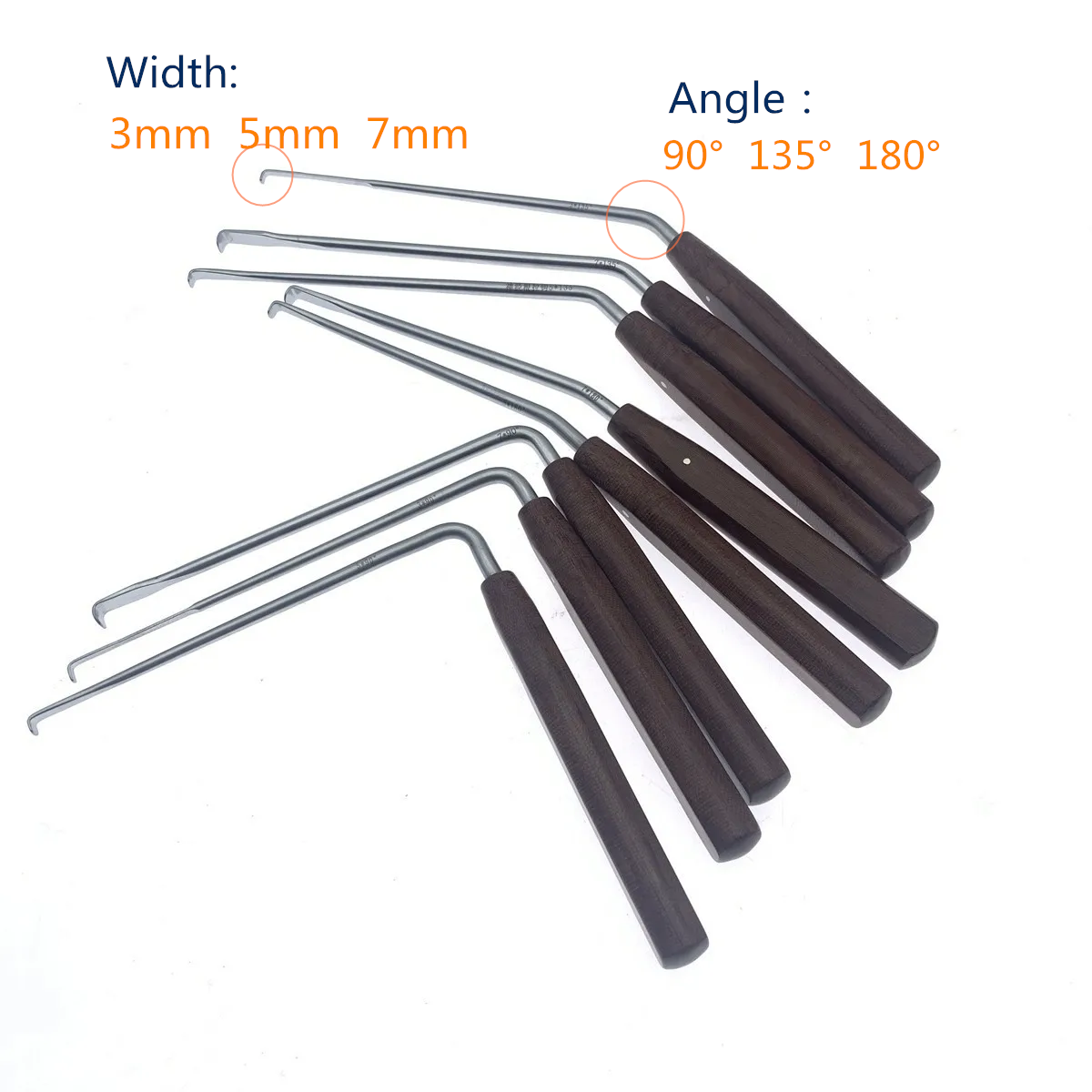 Nerve Root Hook Retractor Stainless Steel Nerve Pull Hook with Wooden Handle Brain Bone Retractor