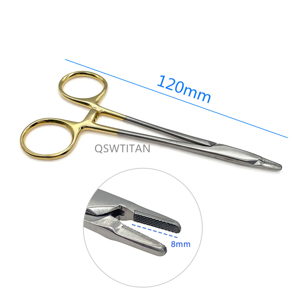 1PC Needle Holder Plier Reusable Hemostatic Forceps Gold Plated Handle Orthodontic Forceps Ophthalmic Dental Instrument