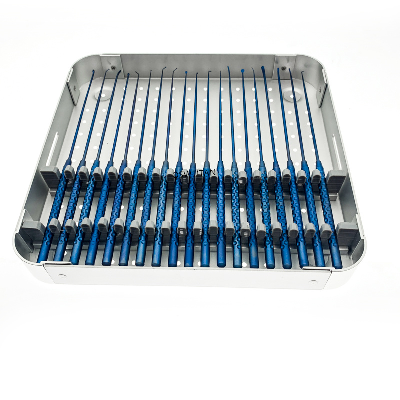 19pcs/set Titanium Micro Spatula Dissectors Micro Nerve Hook 210mm Micro Curette Vessel Hook Nerve Teardrop Disserctor