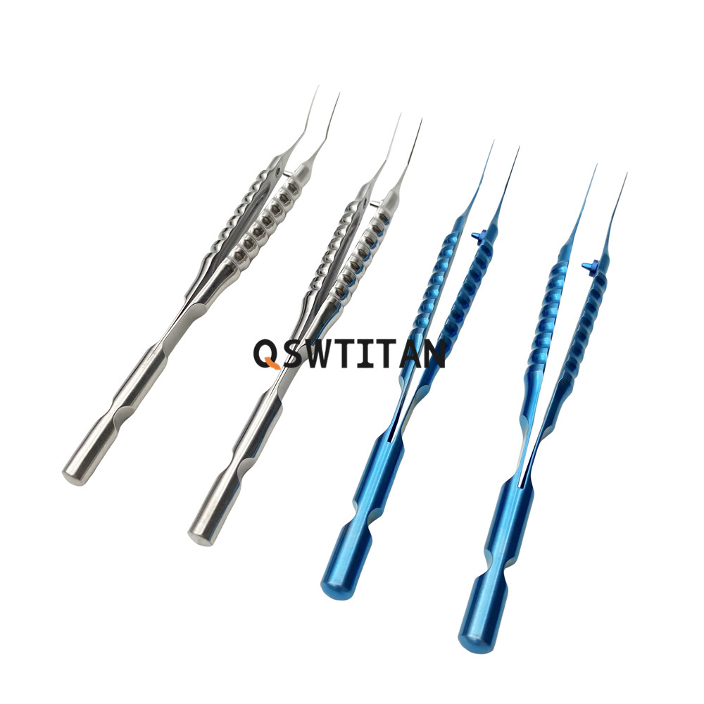 Titanium Capsulorhexis Forceps Tweezers With Cross Action Handle Ophthalmic Surgical Forceps Angle/Curved