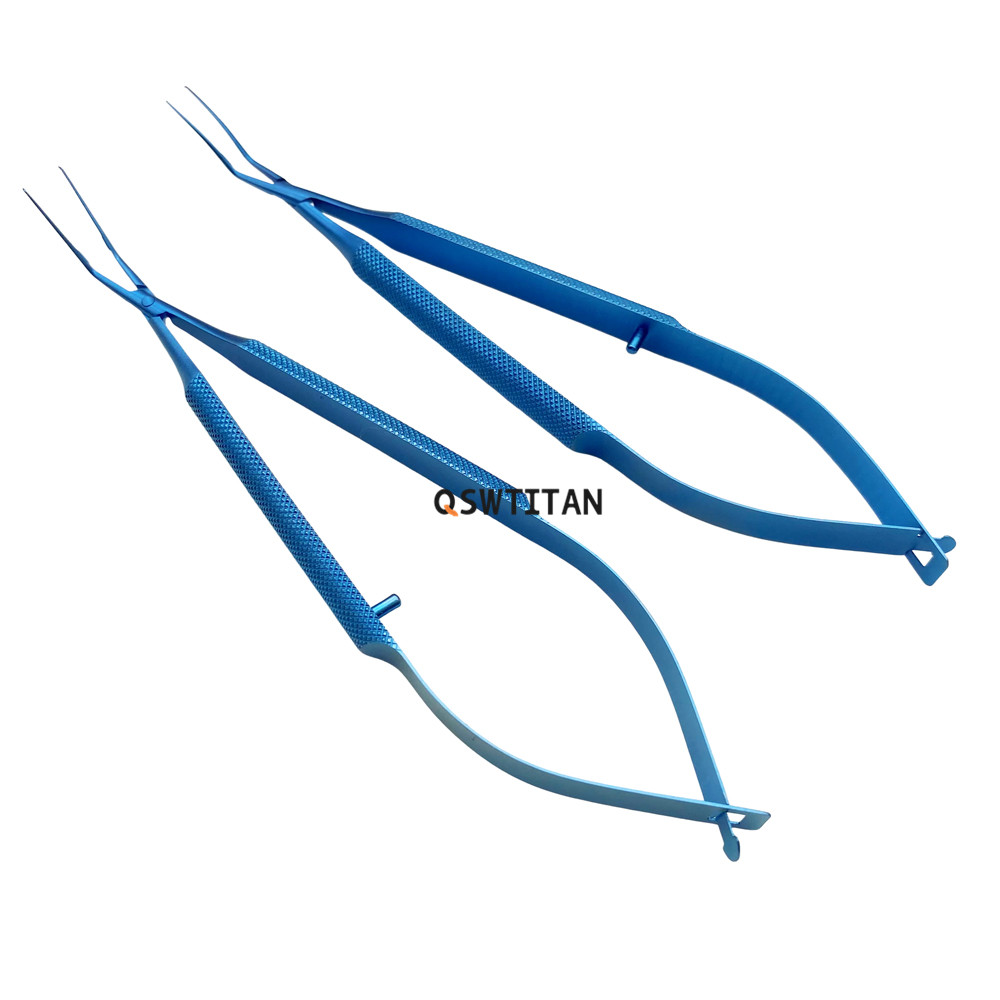 Ophthalmic Instruments Titanium Haff Capsulorhexis Forceps 11.5cm Capsulorhexis Forceps Curved Angle Incision 1.8