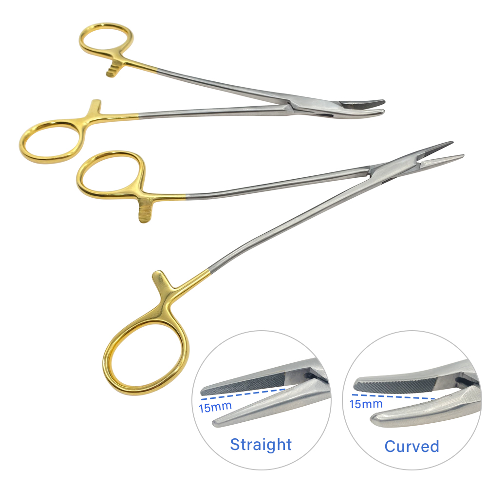 Dental Needle Holder Pliers 18cm Medical Dentistry Surgical Instruments Orthodontic Forcep Stainless Steel Gold Plated Handle