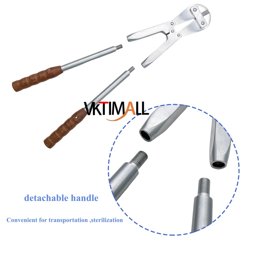 Stainless Steel Large Wire Cutting Plier Kirschner Pin Cutter Wooden Handle Orthopedic Surgery Instrument